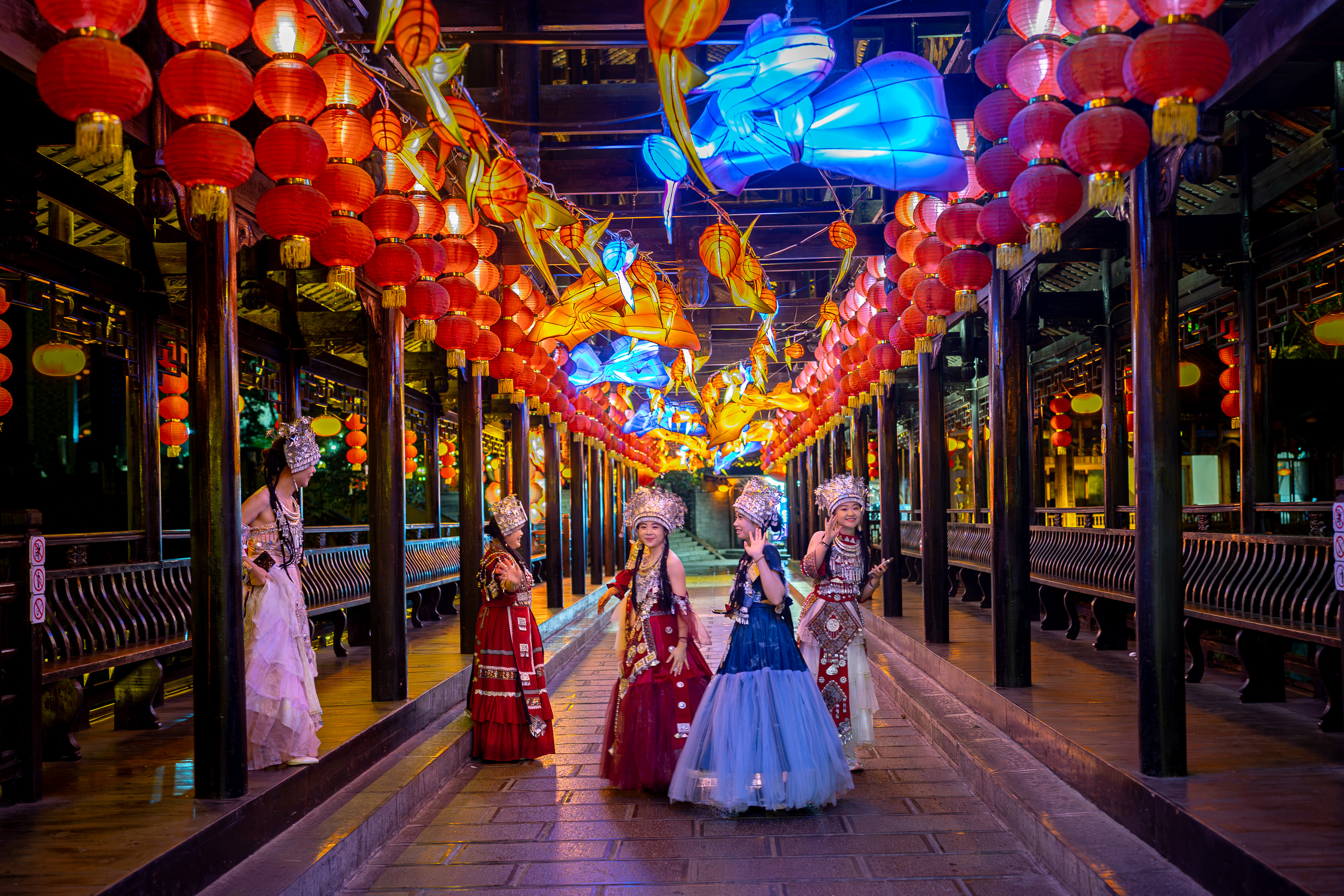 Colorful lantern festival scene